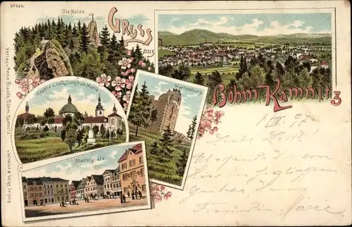 Litho Česká Kamenice Böhmisch Kamnitz Region Aussig, Marktplatz, Wartenburg, Die Nolde