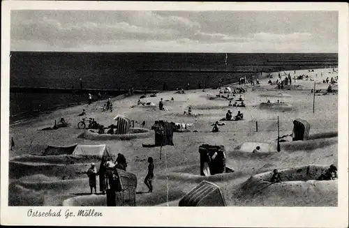 Ak Mielno Großmöllen Pommern, Blick auf den Strand