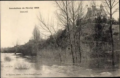 Ak Erigné Maine et Loire, Inondations de Fevrier 1904