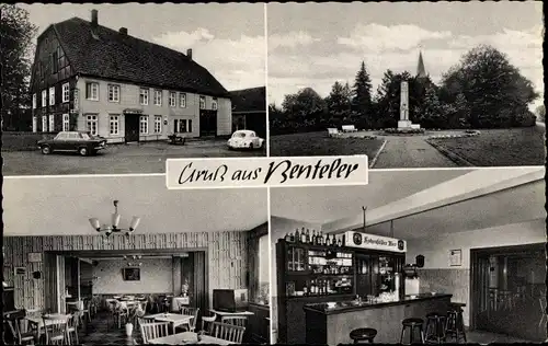 Ak Benteler Langenberg Westfalen, Hotel Restaurant H. Schrage, Inneres, Ehrenmal, Park