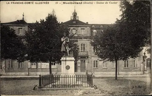 Ak Montbéliard Doubs, Statue de Cuvier
