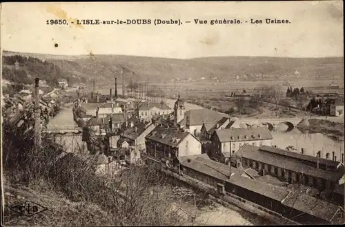 Ak L'Isle sur le Doubs, Vue generale, Les Usines