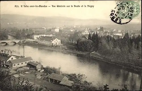 Ak L'Isle sur le Doubs, Vue generale sur le Doubs et le Magny