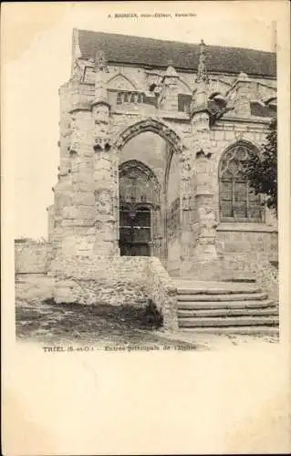 Ak Triel sur Seine Yvelines, Entree Principale de l'Eglise