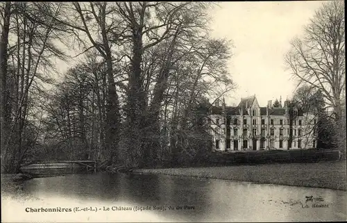 Ak Charbonnières Eure-et-Loir, Le Chateau, Vu du Parc