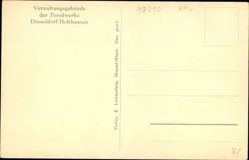 Ak Holthausen Düsseldorf Nordrhein Westfalen, Verwaltungsgebäude der Persilwerke