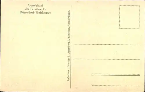 Ak Holthausen Düsseldorf Nordrhein Westfalen, Gesoleisaal der Persilwerke, Innenansicht