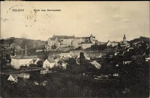 Ak Colditz in Sachsen, Blick vom Hartenstein auf den Ort