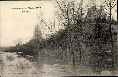 Ak Erigné Maine et Loire, Inondations de Fevrier 1904