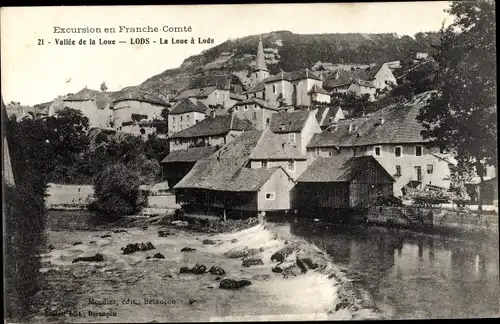 Ak Lods Doubs, Vue générale, Vallée de la Loue