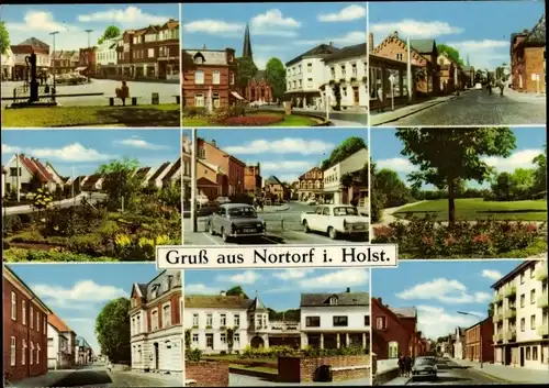 Ak Nortorf in Holstein, Straßenpartien, Geschäfte, Siedlung