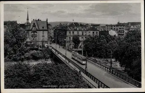 Ak Saarbrücken im Saarland, Luisenbrücke, Straßenbahn