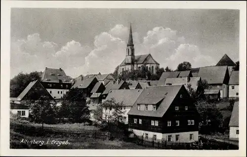 Ak Altenberg im Erzgebirge, Teilansicht mit Kirche