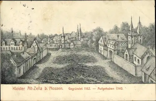 Künstler Ak Alt Zella Nossen in Sachsen, Kloster, gegründet 1162, aufgehoben 1540