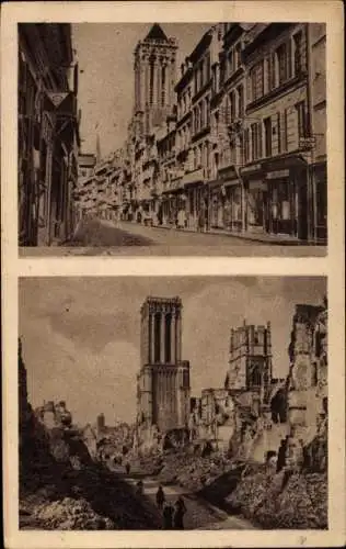 Ak Caen Calvados, La rue Saint Jean, Kriegszerstörungen I. WK