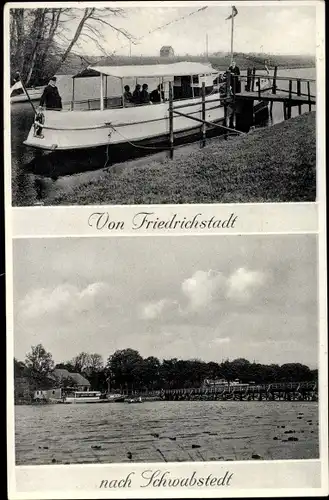 Ak Friedrichstadt an der Eider, Motorboot-Fahrt nach Schwabstedt