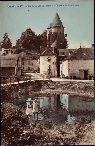 Ak Charolles Saône et Loire, La Semence et Tour de Charles le Temeraire
