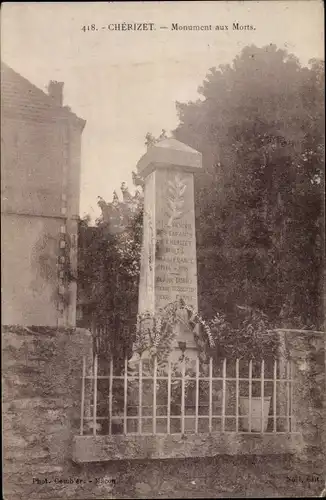 Ak Chérizet Saône et Loire, Monument aux Morts