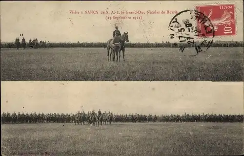 Ak Nancy Meurthe et Moselle, Zar Nikolaus II. von Russland 23 September 1912, Pferd