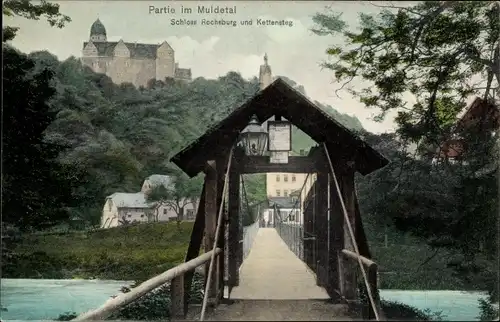 Ak Rochsburg Lunzenau in Sachsen, Schloss Rochsburg, Kettensteg