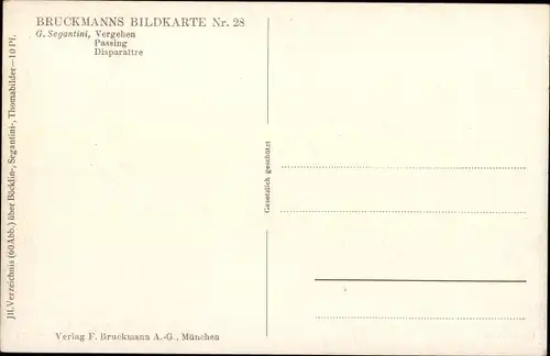 Künstler Ak Segantini, Giovanni, Vergehen, Winterlandschaft