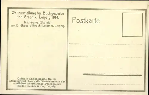 Ak Plastik von Albrecht Leistner, Radierung, Weltausstellung für Buchgewerbe u. Graphik Leipzig 1914