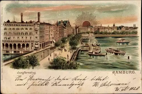 Sonnen Litho Hamburg Mitte Altstadt, Jungfernstieg