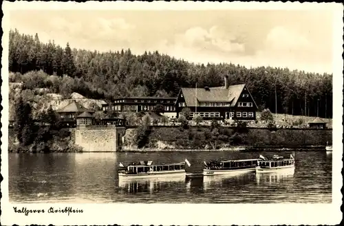 Ak Kriebstein Mittelsachsen, Zschopau Talsperre, Gasthaus, Boote