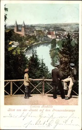 Ak Rochlitz in Sachsen, Schloss, Blick von der Bastei auf dem Promenadenwege