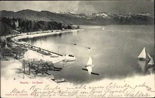 Ak Ouchy Lausanne Kanton Waadt, Le Quai, Segelpartie