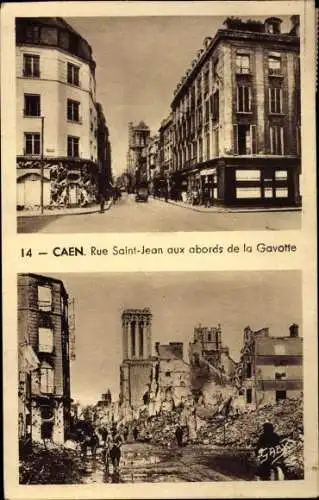 Ak Caen Calvados, Rue Saint Jean aux abords de la Gavotte, Kriegszerstörungen I. WK