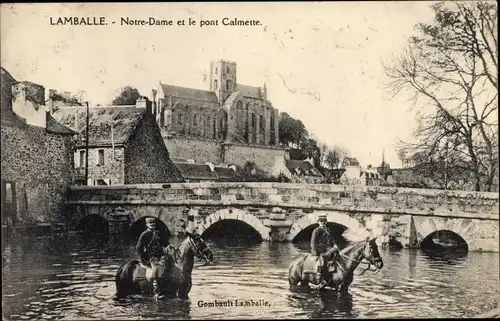 Ak Lamballe Côtes d’Armor, Notre Dame et le pont Calmette