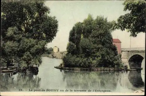 Ak Poissy Yvelines, Le pont vu de la terrasse de l'Esturgeon