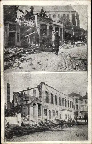 Ak Buxtehude in Niedersachsen, Zerstörtes Rathaus, Gustav Lohmeier, Brandkatastrophe, Feuerwehr