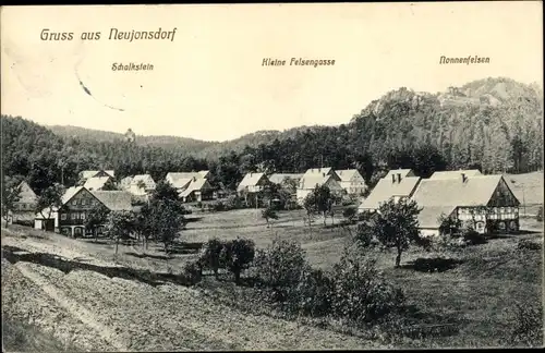 Ak Neujonsdorf Jonsdorf in Sachsen, Kleine Felsengasse, Nonnenfelsen, Schalkstein