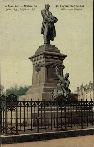 Ak Le Creusot Saône et Loire, Statue de M. Eugene Schneider