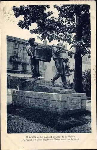 Ak Mâcon Saône-et-Loire, Le coquet square de la Barre, Groupe de Vandangeurs