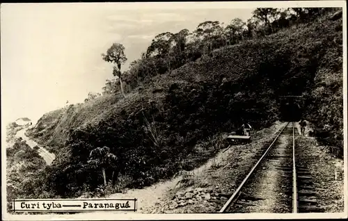 Foto Ak Curitiba Brasilien, Paranagua, Bahnstrecke, Eisenbahntunnel
