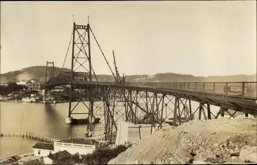 Foto Ak Curitiba Brasilien, Brücke im Bau