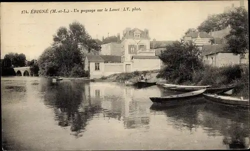 Ak Erigné Maine et Loire, Un paysage sur le Louet