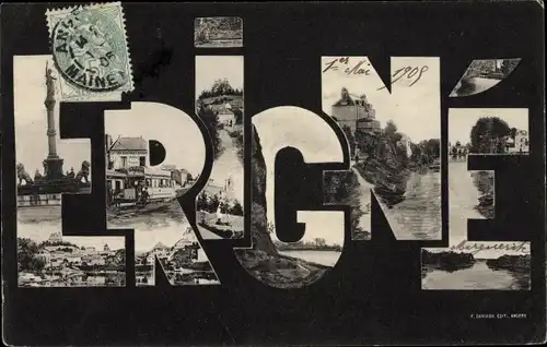 Buchstaben Ak Erigné Maine et Loire, Souvenir