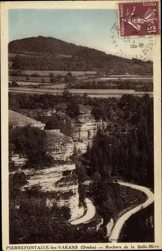 Ak Pierrefontaine les Varans Doubs, Rochers de la Belle Mere