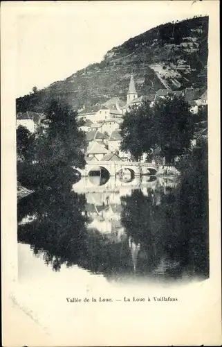 Ak Vuillafans Doubs, La Loue, pont, eglise