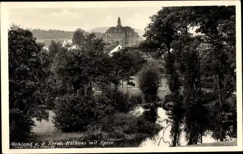 Ak Sohland an der Spree in Sachsen, Rathaus, Spreepartie