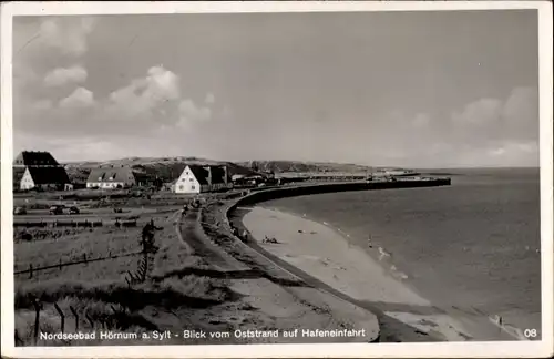 Ak Hörnum auf Sylt Nordfriesland, Blick vom Oststrand auf Hafeneinfahrt