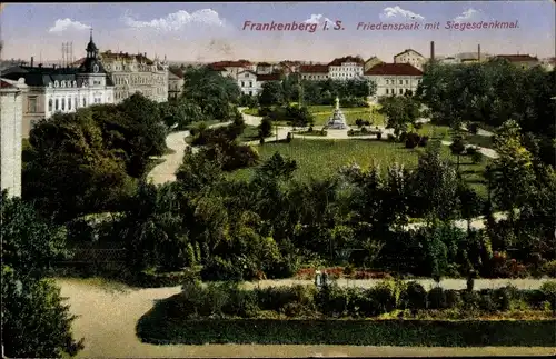 Ak Frankenberg an der Zschopau Sachsen, Friedenspark mit Siegesdenkmal