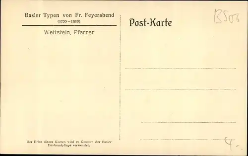 Künstler Ak Feyerabend, Fr., Basler Typen, Wettstein, Pfarrer