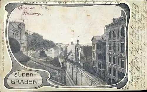 Jugendstil Ak Flensburg in Schleswig Holstein, Südergraben