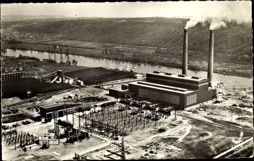 Ak Porcheville Yvelines, La Centrale Thermique, Flugbild