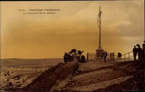 Ak Le Treport Seine Maritime, La Calvaire de la falaise, Terrasse